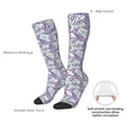 thumbnail image 5 of Picia Women Crew Soft Moisture-wicking Socks Lavender Flowers Pattern Design Cotton Socks, One Size fit All, 5 of 9