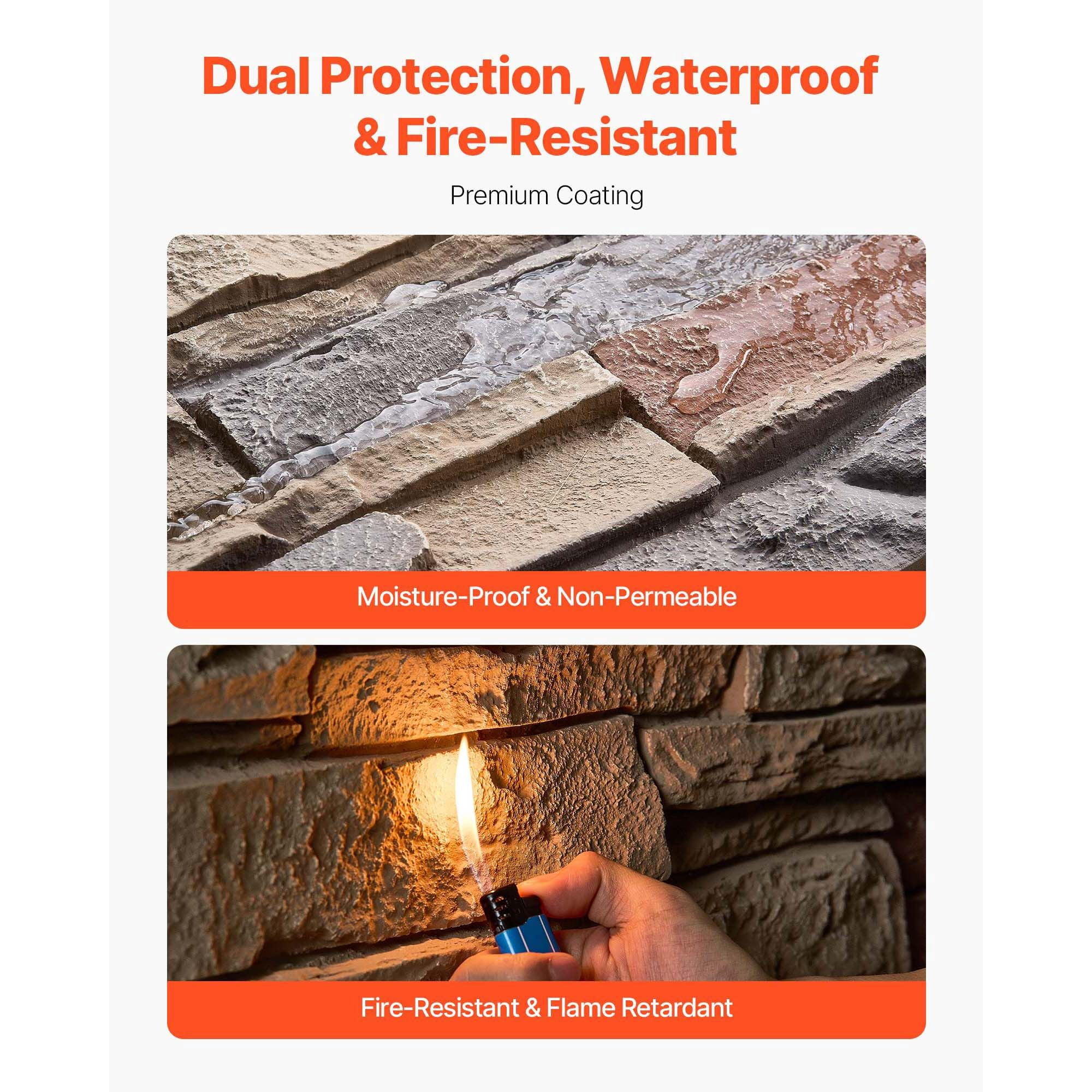PU Faux Stone Wall Panels 39" x 198", Brick-Red Stacked Stone, Waterproof Fire-Retardant, Hand-Dyed, Easy DIY Installation for Interior Exterior
