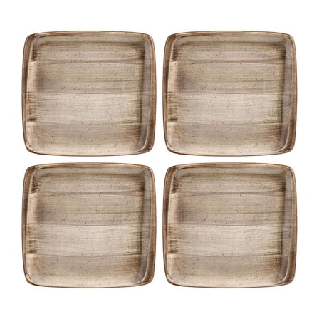 Terrain 6.25" x 5.75" Square Brown Porcelain Plate (Set of 4)