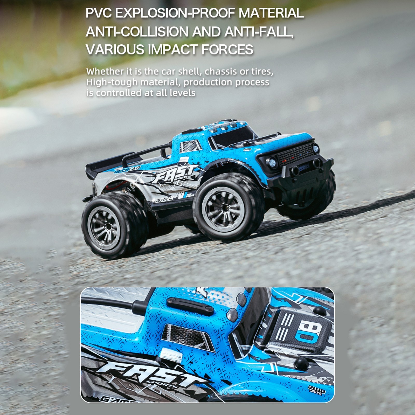 2.4GHz Remote Control Short Truck 25KM/H Off Road Car with LED Light