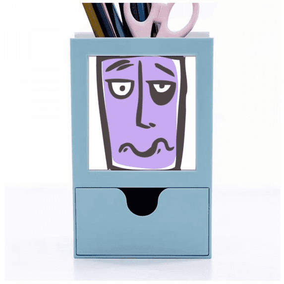 Sing Face Sketch Hunger Desk Supplies Organizer Pen Holder Card