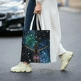 thumbnail image 2 of DouZhe Reusable Grocery Bags, Night Space Stars Lightweight Polyester Canvas Cloth Tote Bag for Travle Gym Shopping School, 15" x 16", 2 of 7
