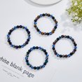 thumbnail image 4 of 1Box 4Pcs 4 Colors Evil Eye Dyed Natural Tiger Eye & Black Agate Round Beaded Stretch Bracelets Set Mixed Color Inner Diameter: 2 inch(5.1cm) 1Pc/color, 4 of 8