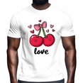 thumbnail image 2 of Camisetas informales de manga corta con estampado de cerezas para hombre, para el Día de San Valentín, 2 of 8
