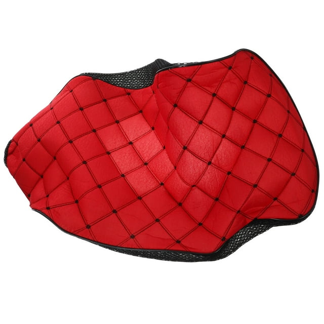 OULII Motorcycle Seat Cushion Protector Square Grid Anti Slip Red 1Pack
