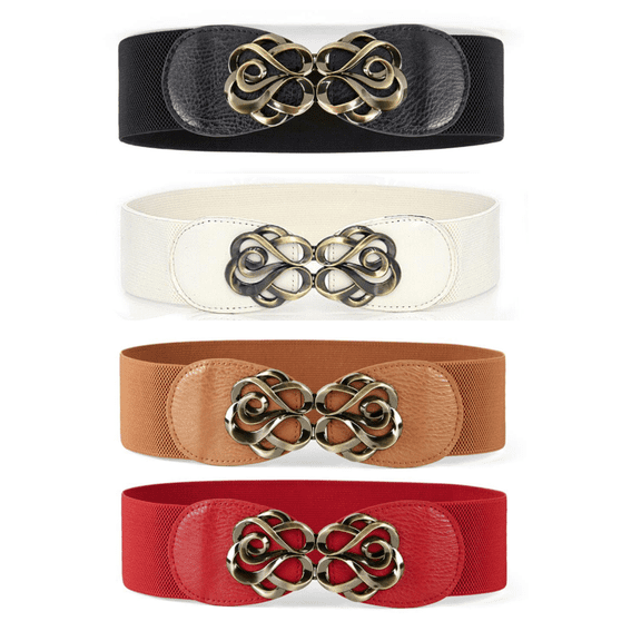 Stretch Belts for Women 4 Pack Elastic Wide Belts for Dresses Ladies Waist Belts