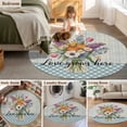 thumbnail image 5 of Round Rug 4Ft Washable Non-Slip, Spring Flowers Circle Area Rugs for Living Room Bedroom, Watercolor Rural Floral Blue Stripes Plaid Indoor Floor Mats Carpet Runner for Home Decor Aesthetic, 5 of 8