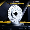thumbnail image 2 of R1 Concepts Drilled and Slotted Carbon Coated Disc Brake Rotor Set WBPN1-80018, 2 of 5