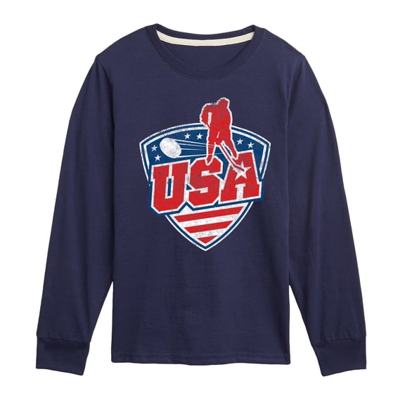 Instant Message - USA Hockey - Youth Boys Long Sleeve Graphic T-Shirt