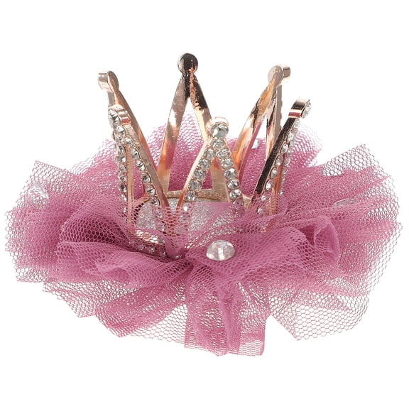 OUNONA 1Pcs Crown Hair Clip for Toddlers Teens Pink Alloy Hair Accessory with Fashionable Style