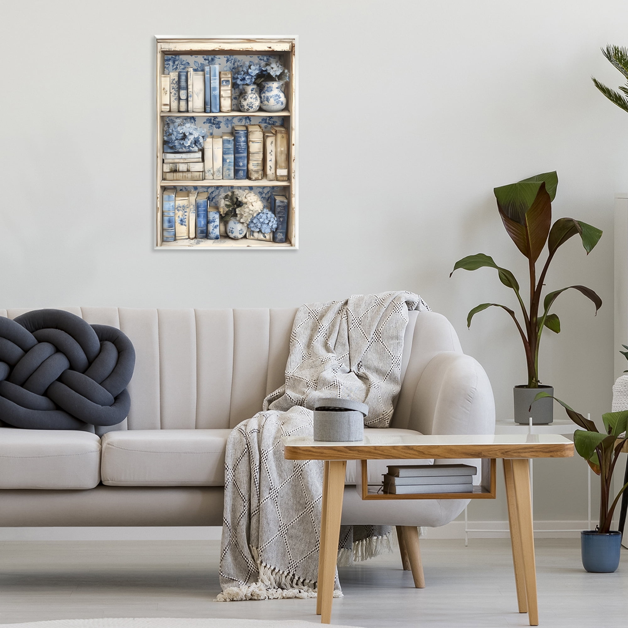 Stupell Industries Blue & Beige Bookcase Wall Plaque Art, design by LSR Design Studio
