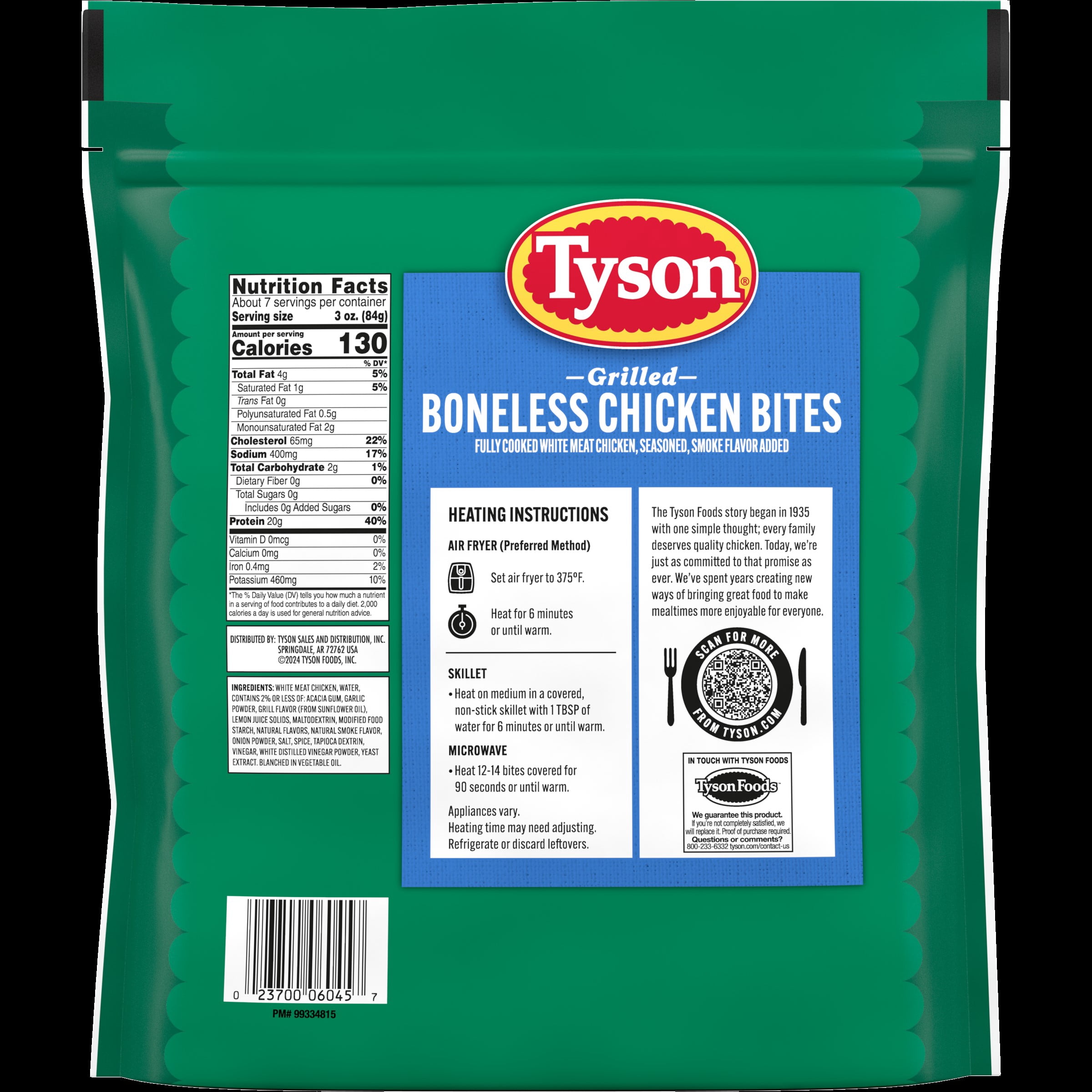 Tyson Grilled Boneless Chicken Bites, 20 oz, (Frozen, Fully Cooked)
