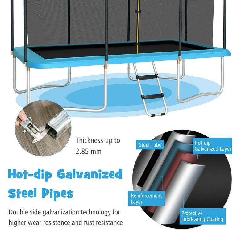 Gymax 8x14 FT Outdoor Trampoline with Curved Poles, Safety