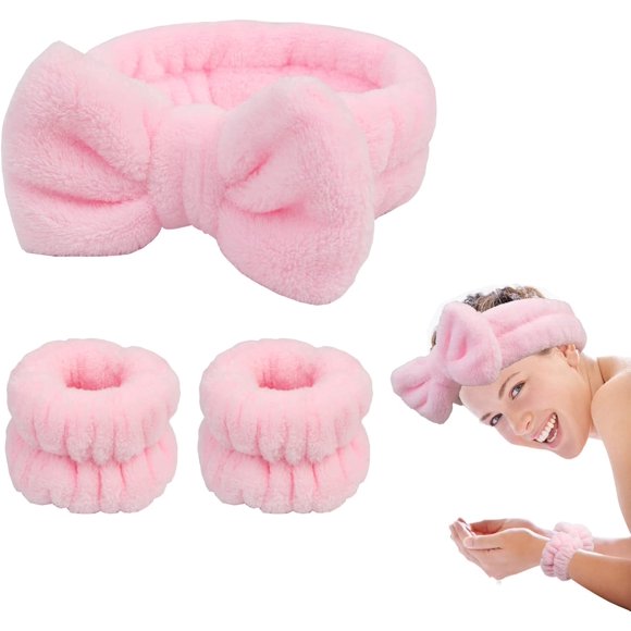 Face Wash Headband 3 Pack Head and Wrist Bands for Washing Face Spa Headband Soft Makeup Headband Fleece Skincare Headbands