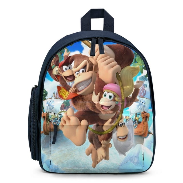 Donkey Kong Country Mochila Escolar para Niños y Niñas, Mochila Infantil Ligera de Alta Calidad, Grande y Duradera Azul