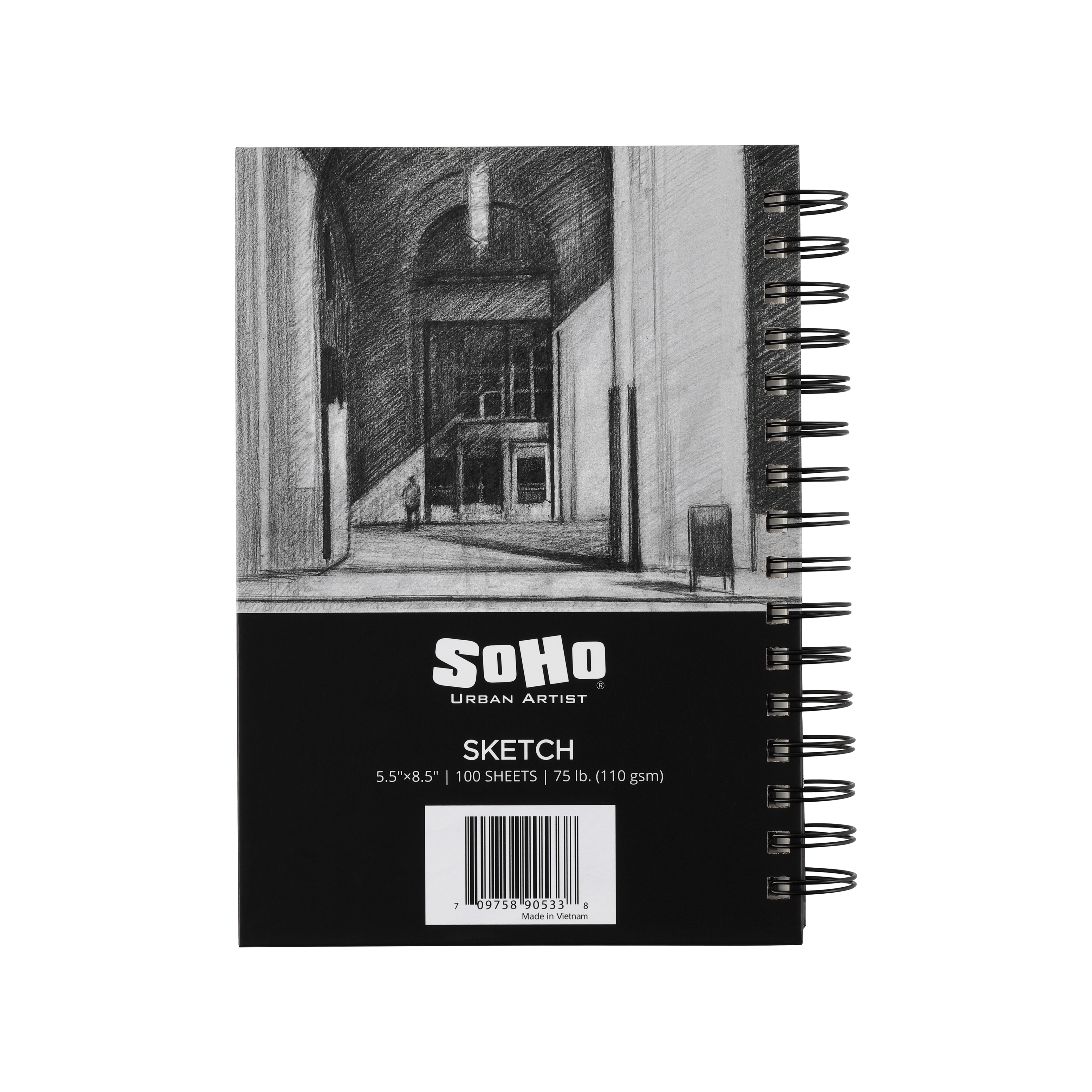 Soho Urban Artist 2 Pack 5.5x8.5" Sketchpad, 100 Sheets of Spiral Bound Sketch Book Paper (75lb/110gsm) for Artist Pro & Amateurs, Colored Pencil, Charcoal and Graphite for Sketching