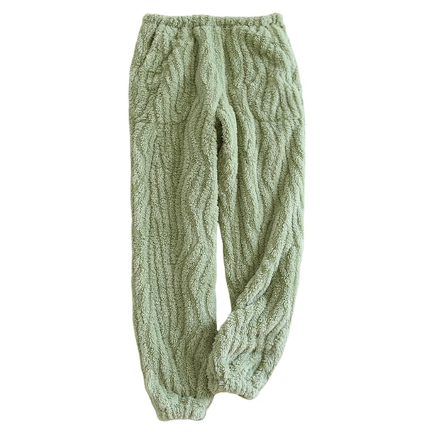 Gibobby Pantalones deportivos calientes para mujer Pantalones de mujer Pantalones casuales de franela cálidos de invierno Pantalones de pijama de moda para el(Verde,XG)