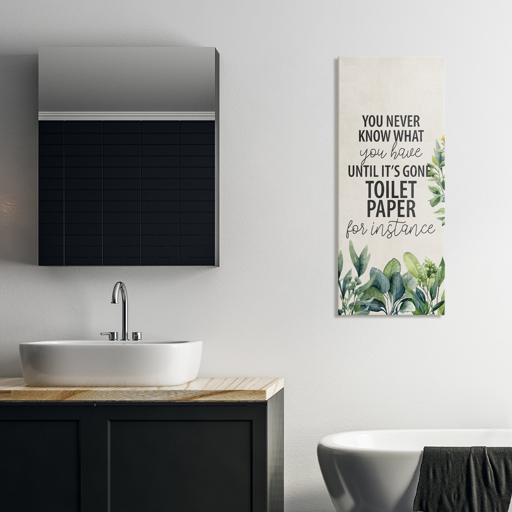 Stupell Industries Never Know Until Gone Bath & Laundry Painting Wrapped Canvas Art Print Wall Art, 17 x 40