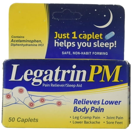2 Pack Legatrin PM Caplets Advanced Formula Pain Reliever with Sleep Aid 50