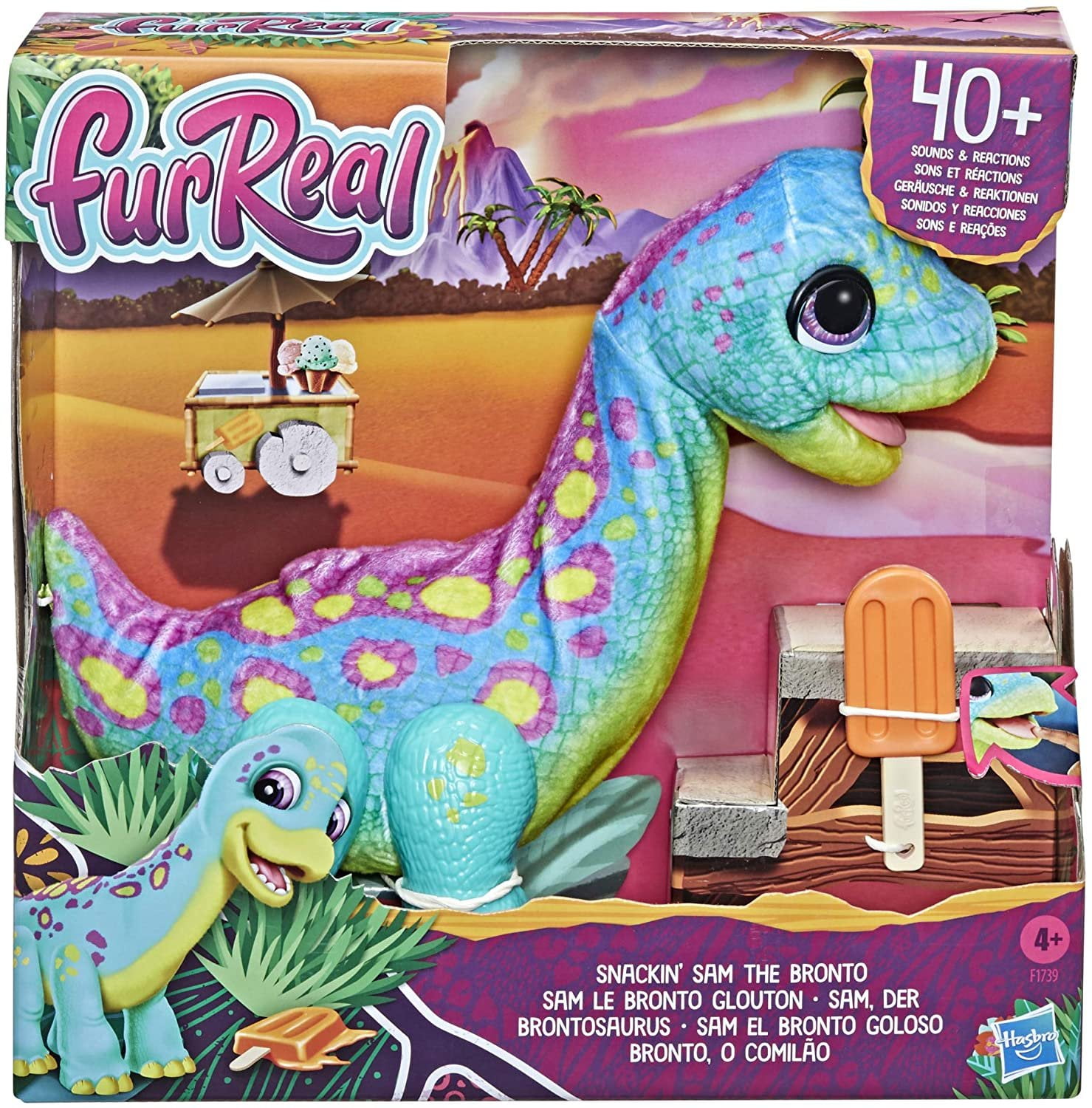 furReal Snackin' Sam The Bronto, 40+ Sounds & Reactions, for Kids Ages 4 and up - Electronic Pets