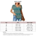 thumbnail image 5 of Women's V-Neck T-Shirt, Short Petal Sleeves, Back Pleated Midline, Loose Fit, Casual Blouse, Khaki/Blue, Size M, 5 of 5