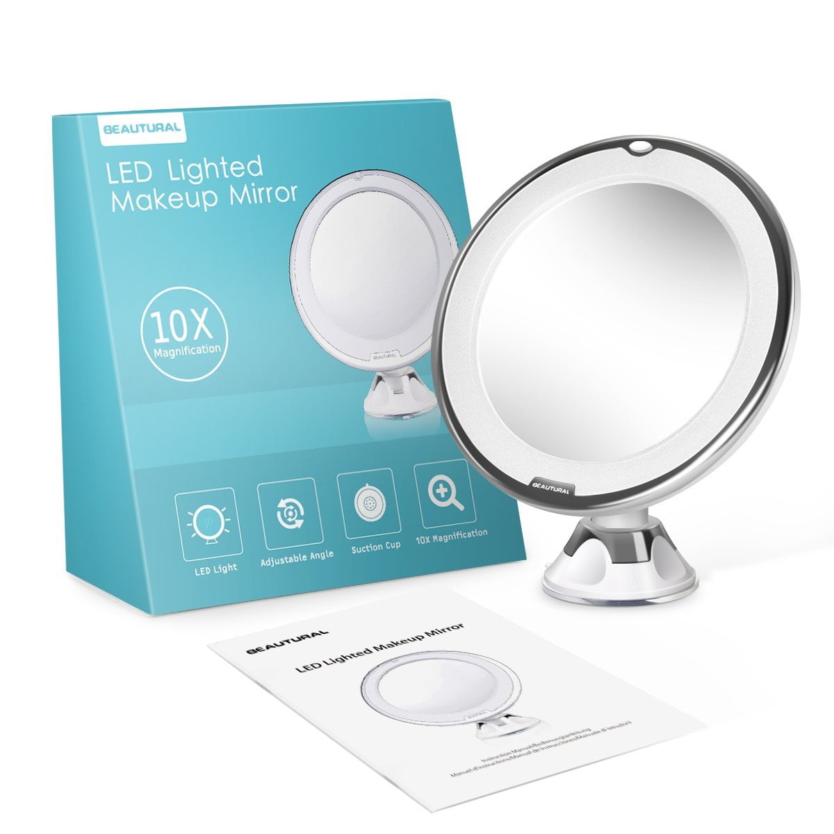 Beautural Vanity Mirror Makeup 10x Magnifying Lighted Mirriors With Beautural Vanity Mirror Makeup 10x Magnifying Lighted Mirriors With Illuminated White Led For Women Man Bathroom Travel Com