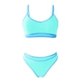 thumbnail image 5 of HNMKIU Tankini Swimsuits for Women Solid Color U-Neck Adjustable Thin Strap Two Piece Swimsuit Set with Boyshorts Tankini Bathing Suits Z01_Green,M, 5 of 6