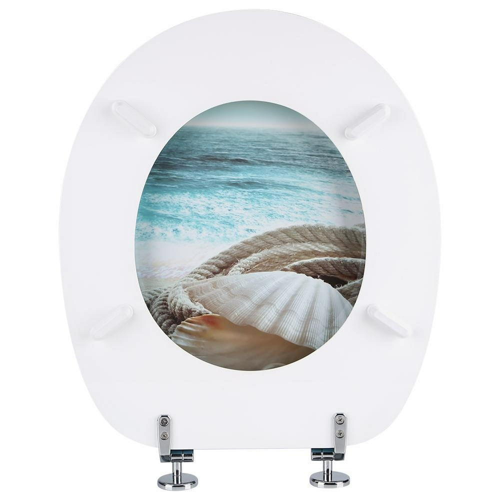 OTVIAP MDF Round Toilet Seat Lid with Adjustable Hinge