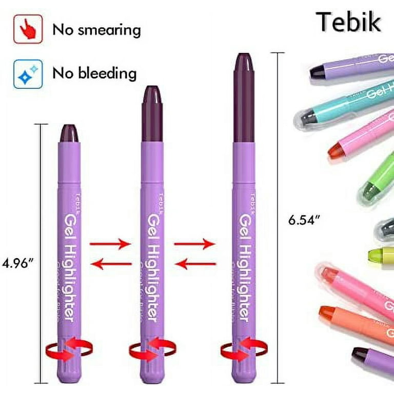 Tebik Gel Highlighter, 10 Colors Bible Safe Highlighter Study Kit,  Highlighters Assorted Colors, Twistable Design, No Bleeding Great for  Journaling