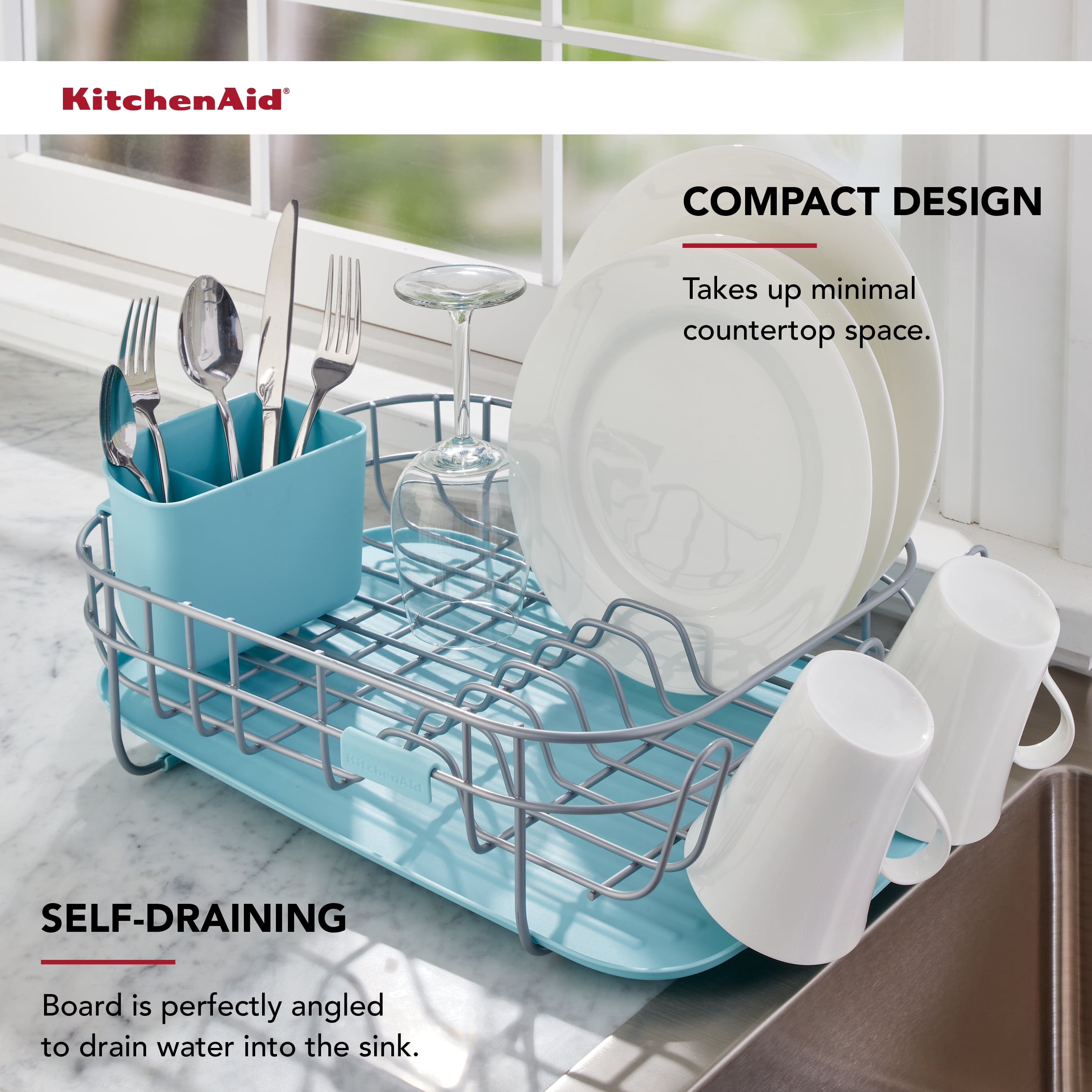 KitchenAid Low Profile Steel Dishrack, Mineral Water