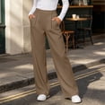 thumbnail image 4 of ClodeEU Women's Elastic Waist Straight Leg Dress Pants,Fashion Solid Color Trouse With Pockets ,Women's Plus S, 4 of 7