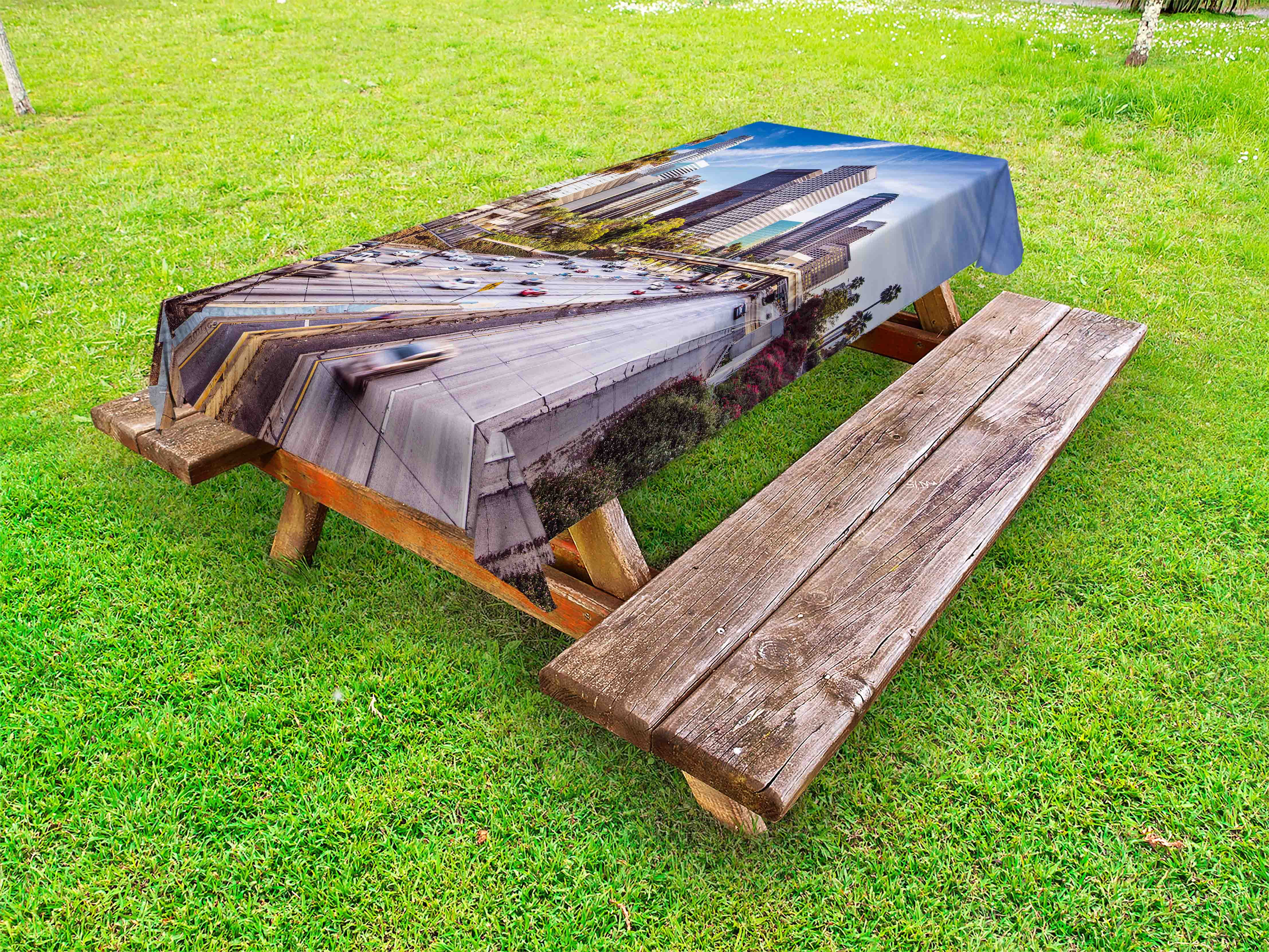 Travel Outdoor Tablecloth, Downtown Cityscape of Los Angeles California