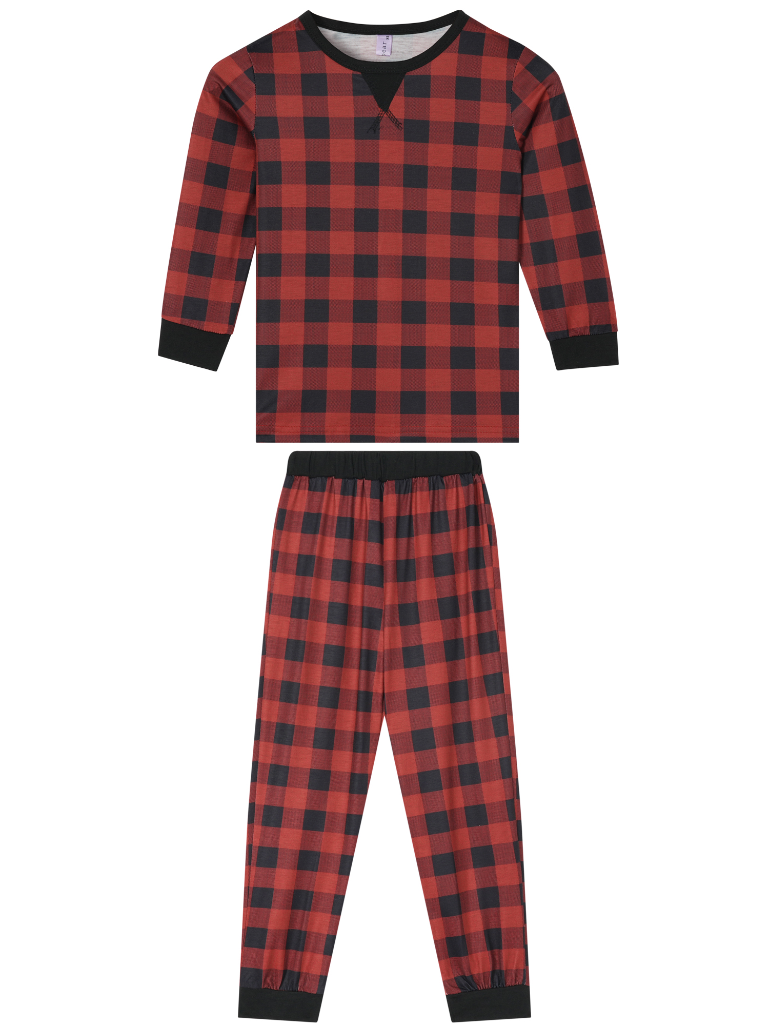 DARING DIVA Boys' & Girls' Christmas Family Plaid Print Pajama Sets L Red