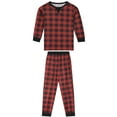 thumbnail image 2 of INSPIRE CHIC Christmas Red Black Plaid Print Long Sleeve Top Matching Pants Family Pajama Set Boys & Girls M Red, 2 of 5