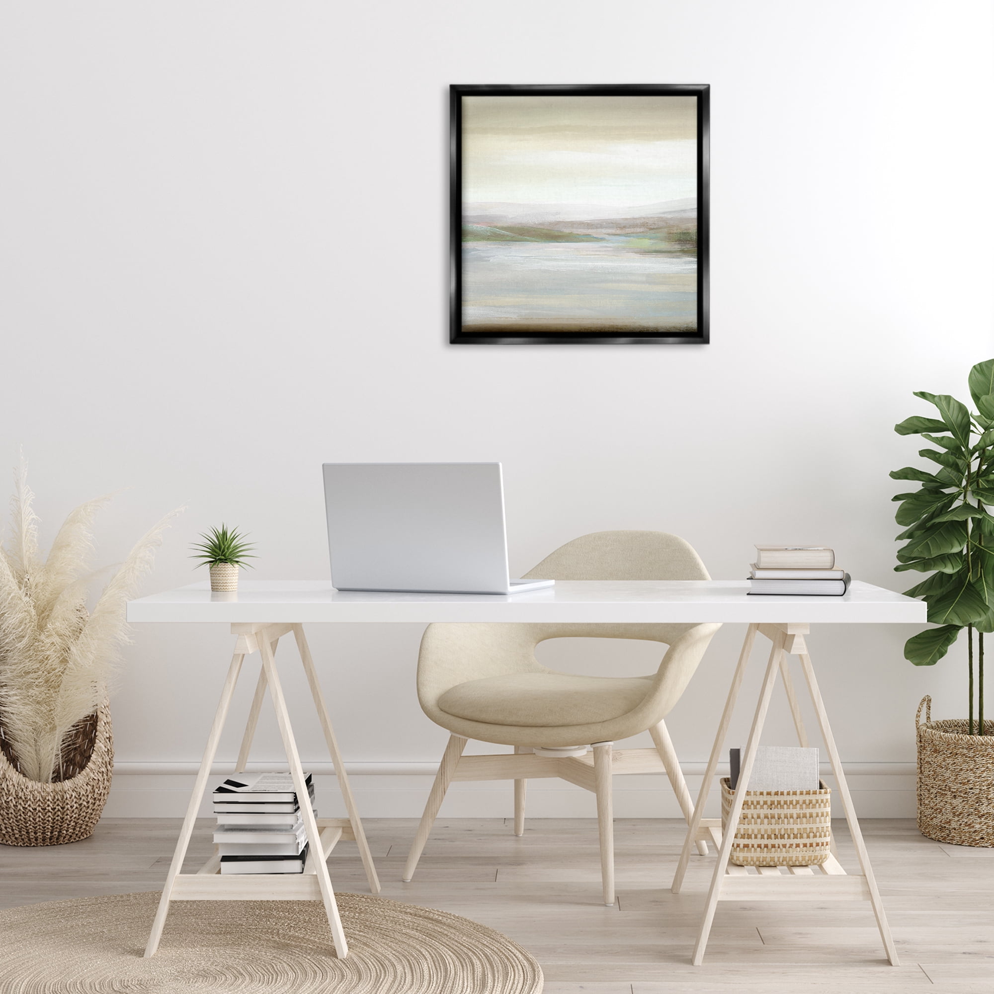 Stupell Industries Calm Atmospheric Landscape Landscape Painting Black Floater Framed Canvas Art Print Wall Art, 25 x 25