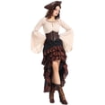thumbnail image 6 of Vjnyvs Pirate Buccaneer Tops Shirt Skirt Corset Waist Belt Victorian Halloween Women Punk High Low Skirt Outfit, 6 of 7