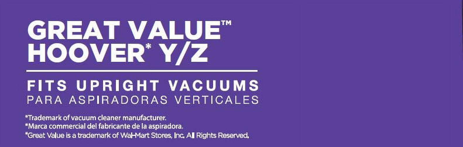 Great Value Hoover Style Y Z Vacuum Bag, 3-pack, 2507