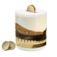thumbnail image 1 of China Piggy Bank, Stone Borders on Mountains Famous Historical Monument Gothic Art, Ceramic Coin Bank Money Box for Cash Saving, 3.6" X 3.2", Sepia, by Ambesonne, 1 of 4