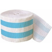 30ft Crepe Paper Light Blue Striped Part