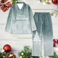 thumbnail image 2 of Arlun Womens Christmas Pajamas Sets Soft Comfy Lapel Full Print Long Sleeve Button down Tops Sleepwear Wide Leg Long Pants Fashion X-Mas Graphic 2 Piece Pjs Outfits Green XXXL, 2 of 3