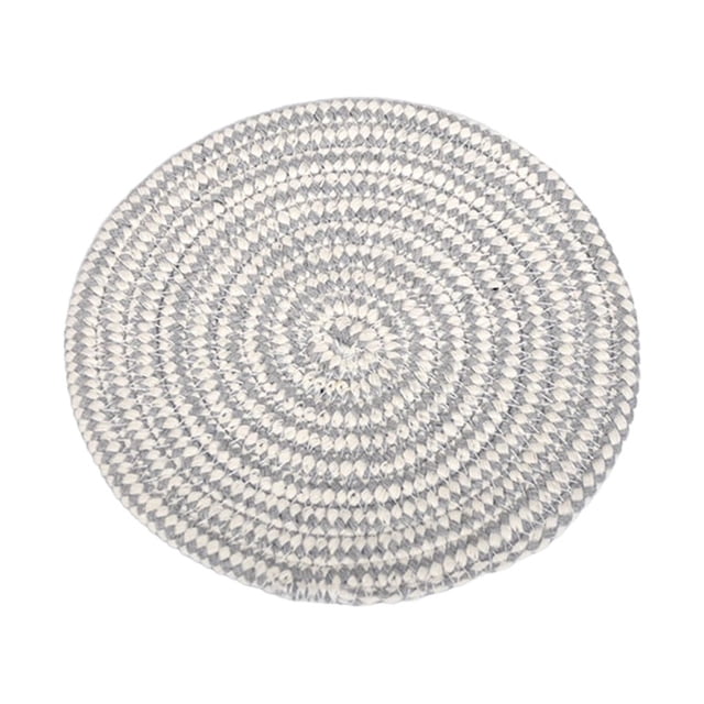 Wosthever Woven Coaster Household Round Mug Placing Cushion Mats Mat Insulated Tableware Thickened Heat Table Cup for Home Bar Mostrada Gris blanco
