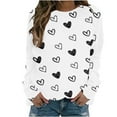 thumbnail image 1 of Diufon Hauts de la Saint-Valentin pour Femmes à Manches Longues Col Rond Chandail Décontracté Tendance Mignon Imprimé Graphique Blouse, 1 of 7