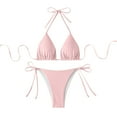 thumbnail image 5 of Jjayotai Womens String Two Piece Halter Top Triangle Bikini Set with Tie Side Bottom, Sexy Swimsuit Bathing Suits Pink M, 5 of 7