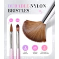 thumbnail image 4 of MelodySusie 3Pcs Nail Art Brush Set with Brush Holder, Sizes 8 10 14 for Acrylic Powder and Nail Extension, Pink-Silver, 4 of 8