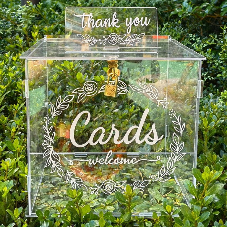 OurWarm Acrylic Wedding Card BoxClear Gift Card Box for Wedding