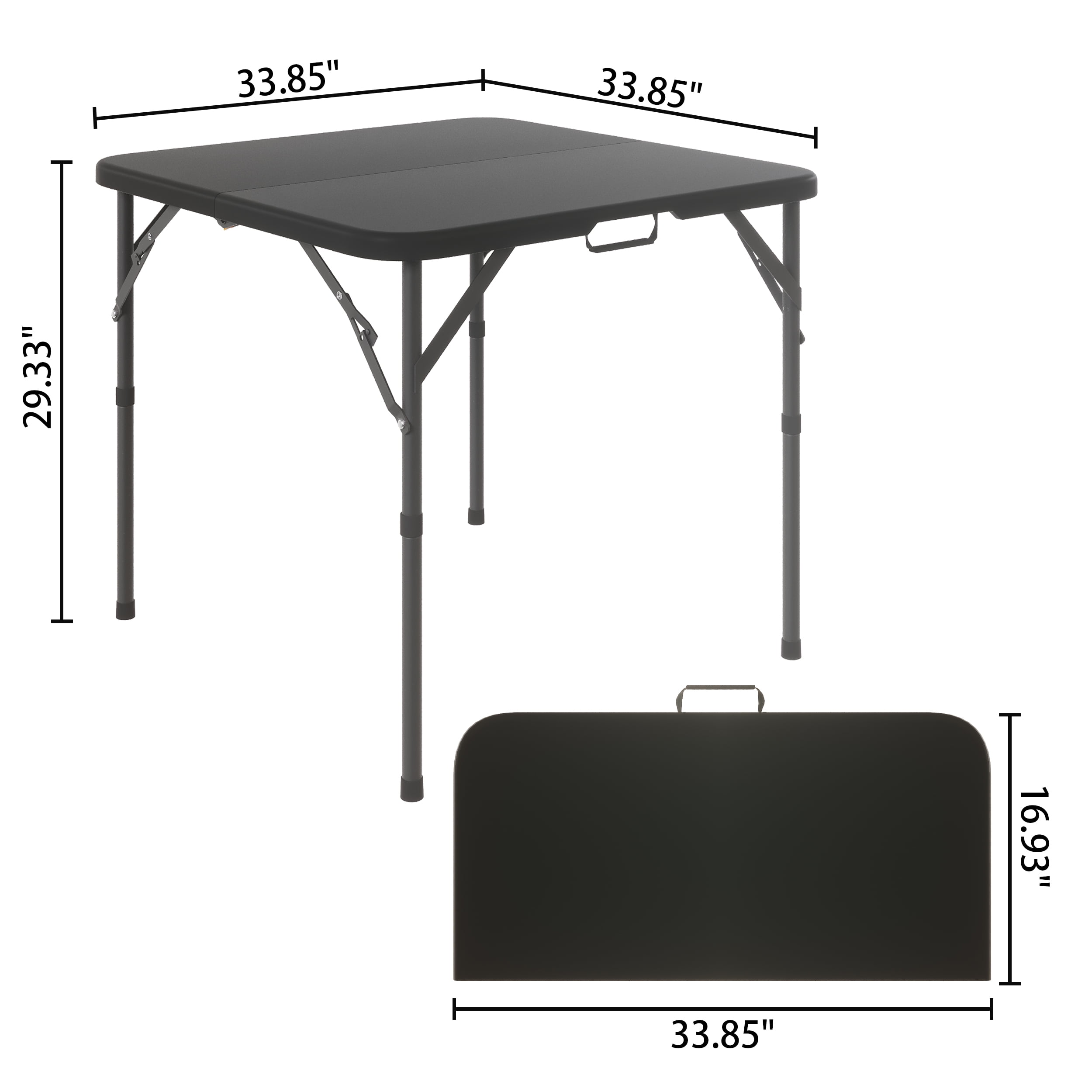 Leumius 34" Square Folding Table,Fold-in-Half Plastic Card Table
