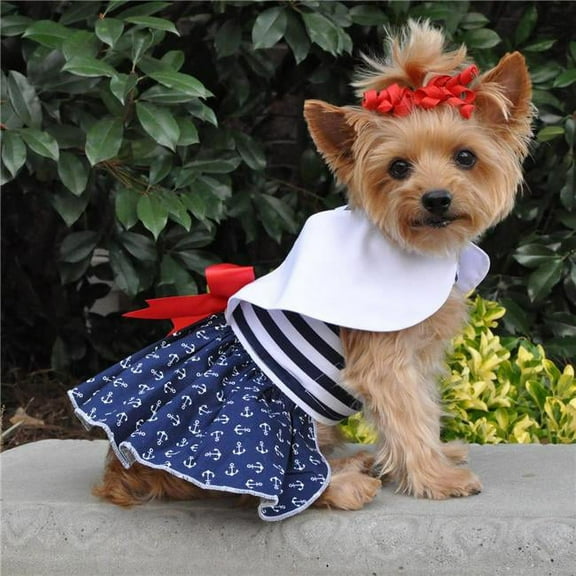 Nautical Dog Dress with Matching Leash by Doggie Design - Large