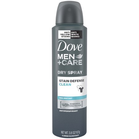 - Dove Men+Care Stain Defense Clean Dry Spray Antiperspirant Deodorant, 3.8 oz