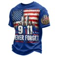 thumbnail image 3 of Mens 911 Never Forget 25th Anniversary Graphic T‑Shirt American Flag Print Short Sleeve Casual Tee Patriotic Memorial Daily Wear Top for Men(Blue,L), 3 of 3
