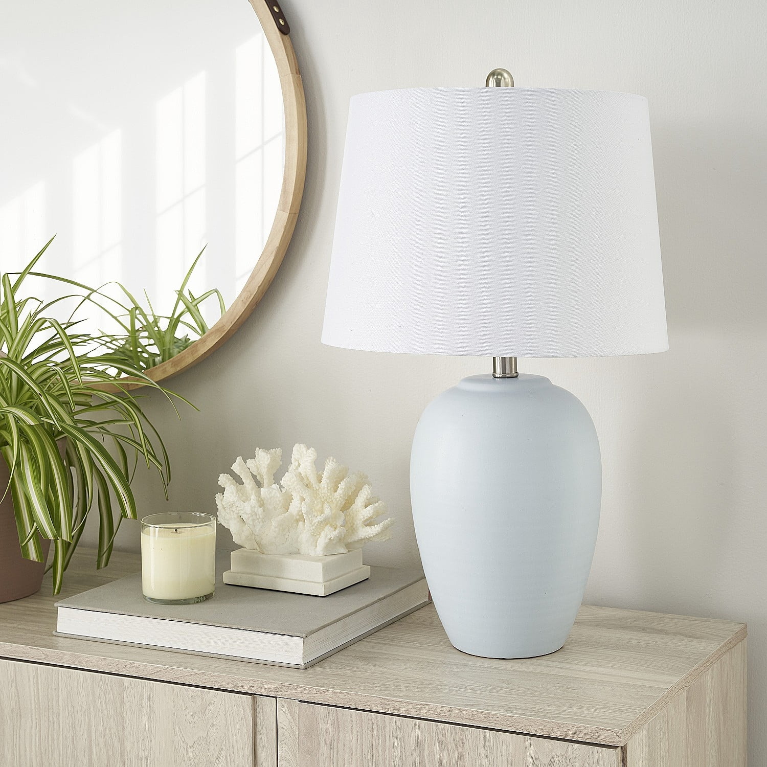 23" Light Blue Ceramic Urn Table Lamp - Nourison